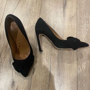 IRO Black Suede Heels with Bow Detail